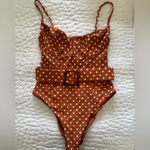 WeWoreWhat Danielle Polkadot Bikini with Belt